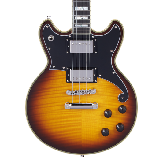 D'Angelico Deluxe Brighton Electric Guitar - Vintage Sunburst with Stopbar Tailpiece